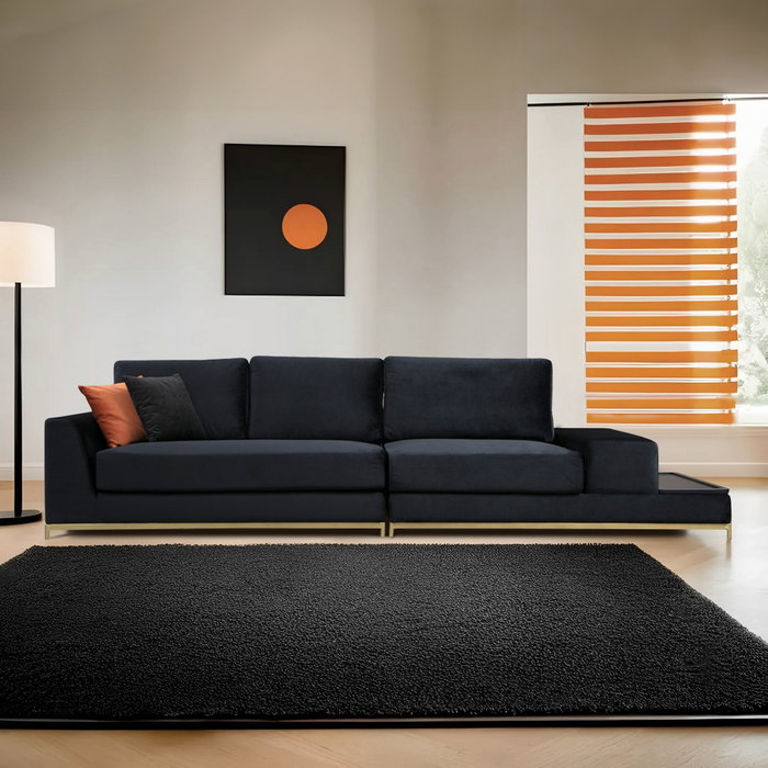 Atelier Del Sofa Sofá de 4 Plazas con Mesa Lateral - Negro y Dorado Atelier Del Sofa Sofá de 4 Plazas con Mesa Lateral - Negro y Dorado